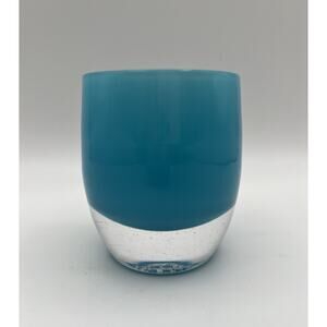 Glassybaby Turquoise Blue CABO Pre-Triskelion Votive Candle Holder w Sticker